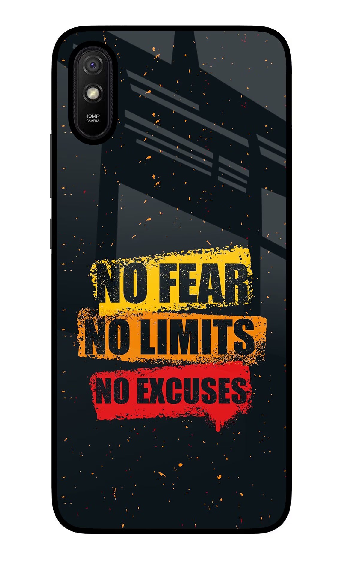 No Fear No Limits No Excuse Redmi 9A/9i Glass Case Back Cover by Casekaro