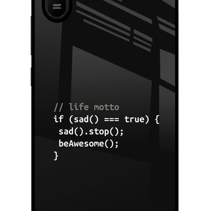 Life Motto Code Redmi 9A/9i Glass Case Back Cover by Casekaro