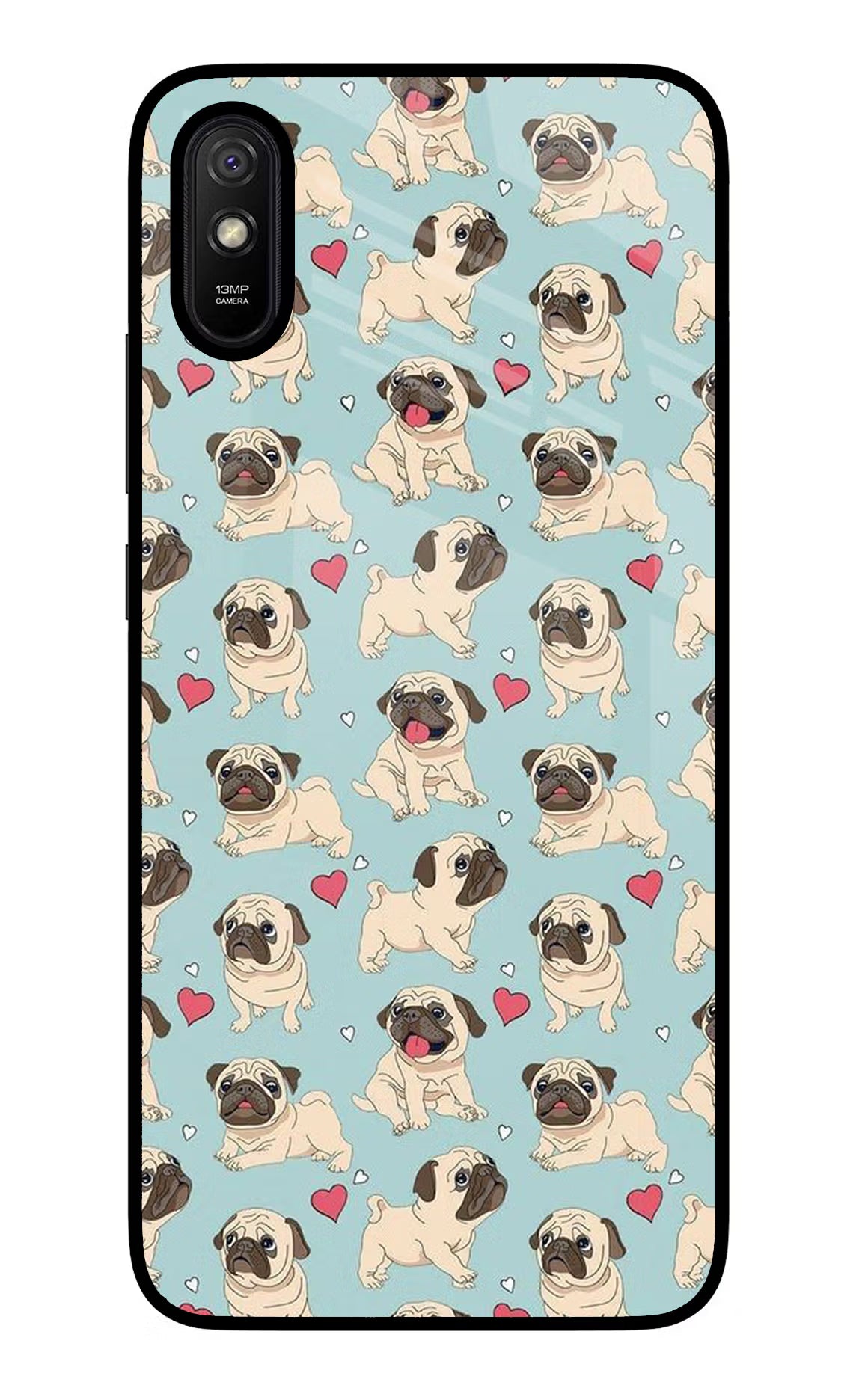 Pug Dog Redmi 9A/9i Glass Case Back Cover by Casekaro