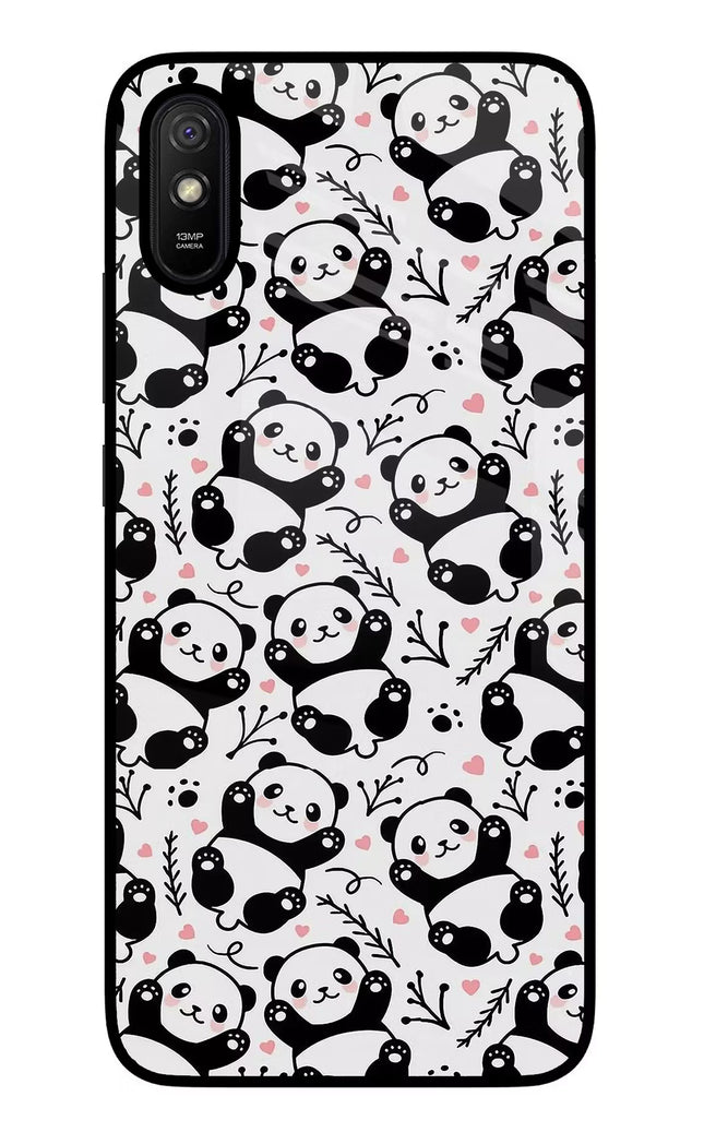 Cute Panda Redmi 9A/9i Glass Case Back Cover by Casekaro