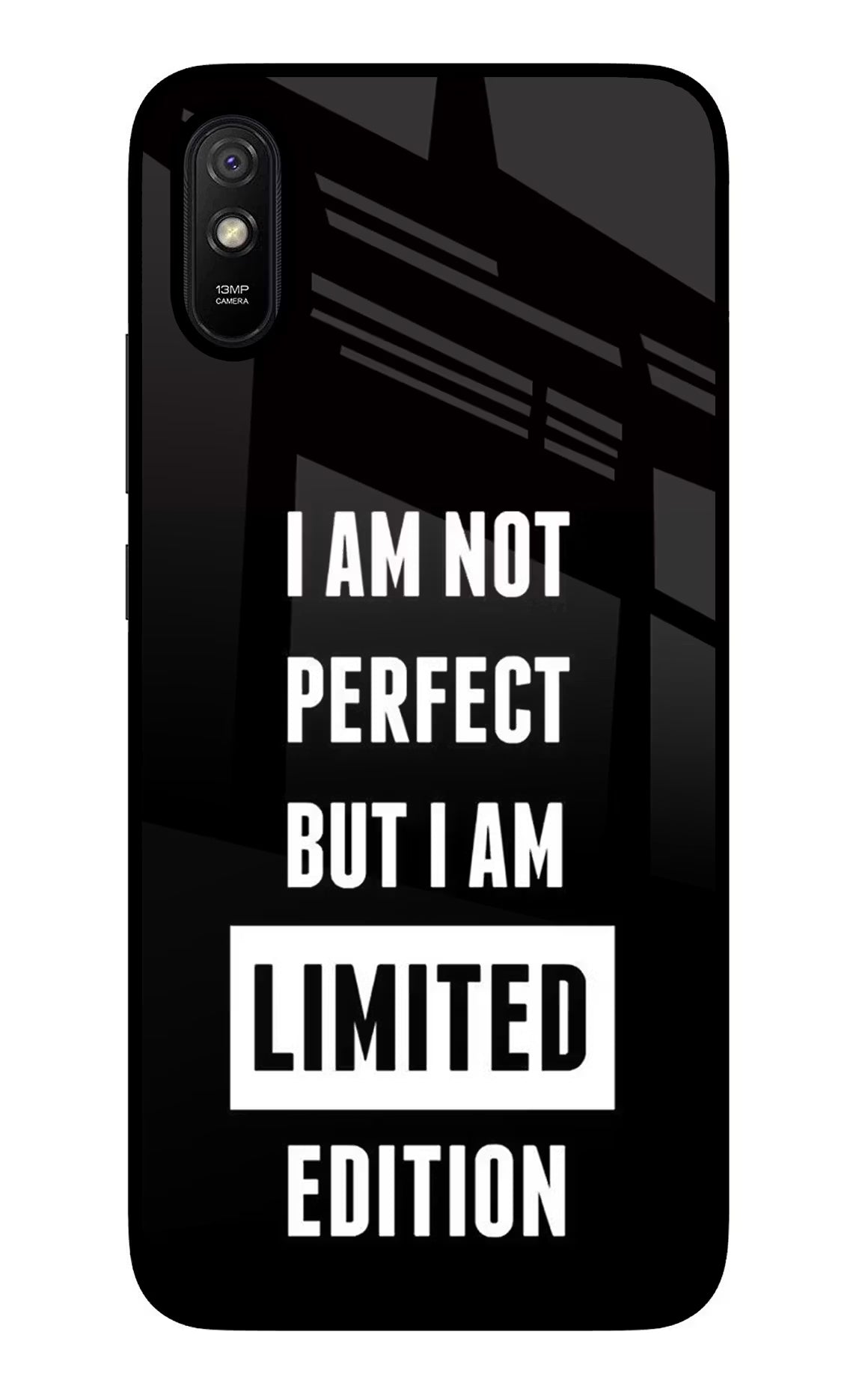 I Am Not Perfect But I Am Limited Edition Redmi 9A/9i Glass Case Back Cover by Casekaro
