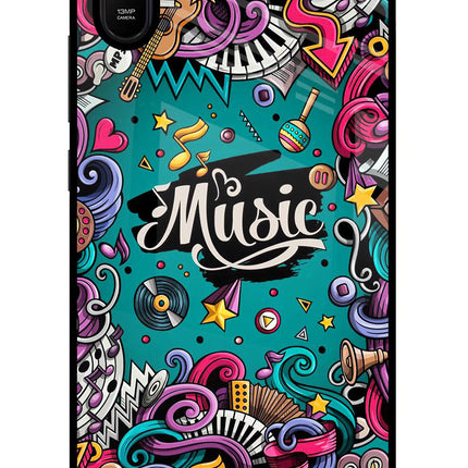 Music Graffiti Redmi 9A/9i Glass Case Back Cover by Casekaro