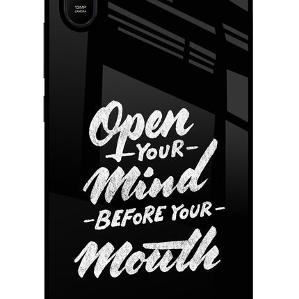Open Your Mind Before Your Mouth Redmi 9A/9i Glass Case Back Cover by Casekaro
