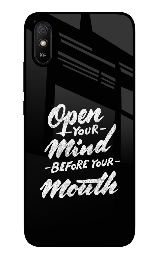 Open Your Mind Before Your Mouth Redmi 9A/9i Glass Case Back Cover by Casekaro