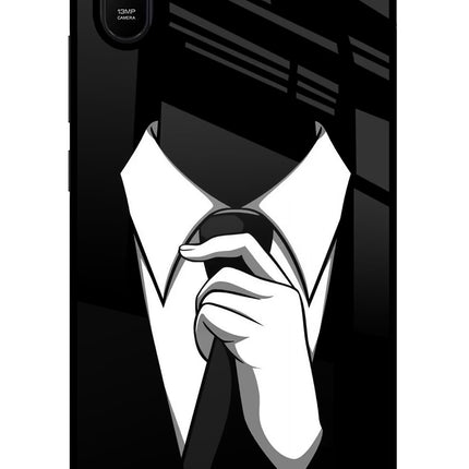 Black Tie Redmi 9A/9i Glass Case Back Cover by Casekaro