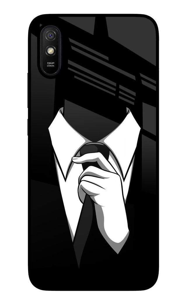 Black Tie Redmi 9A/9i Glass Case Back Cover by Casekaro