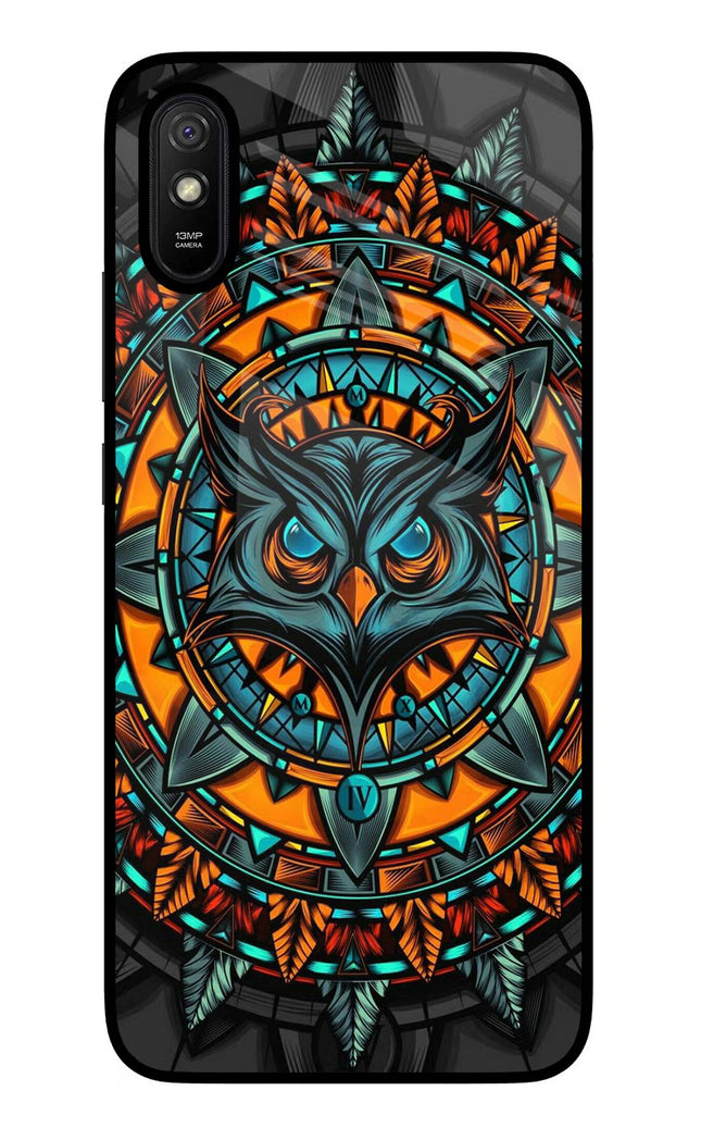 Angry Owl Art Redmi 9A/9i Glass Case Back Cover by Casekaro