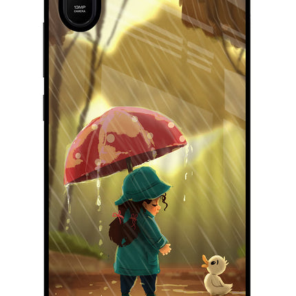 Rainy Day Redmi 9A/9i Glass Case Back Cover by Casekaro