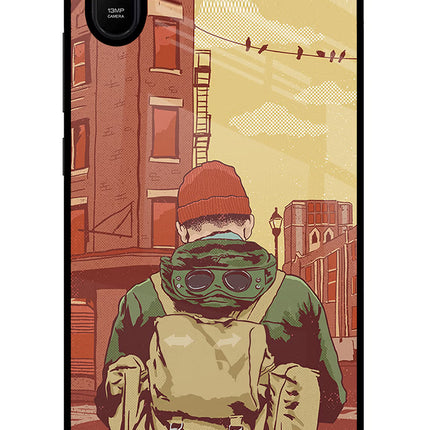 Adventurous Redmi 9A/9i Glass Case Back Cover by Casekaro