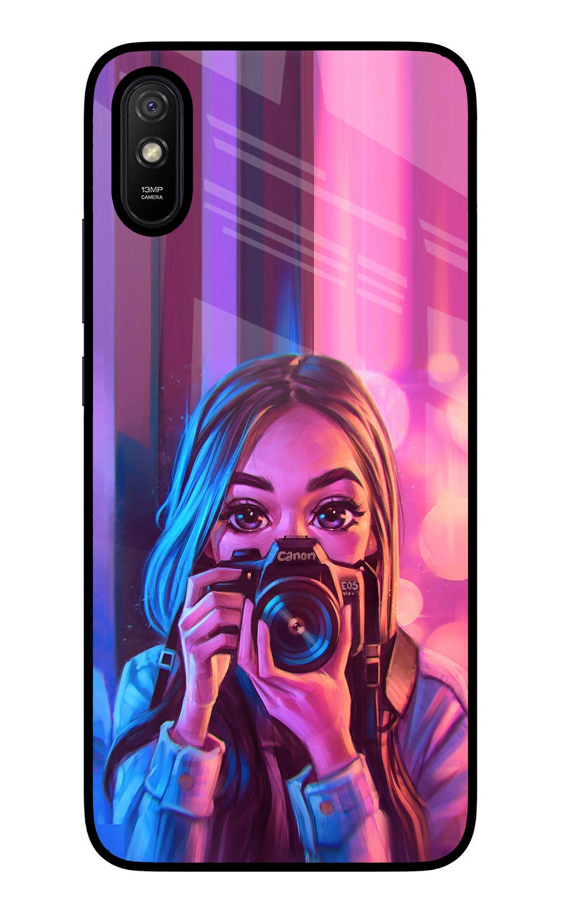 Girl Photographer Redmi 9A/9i Glass Case