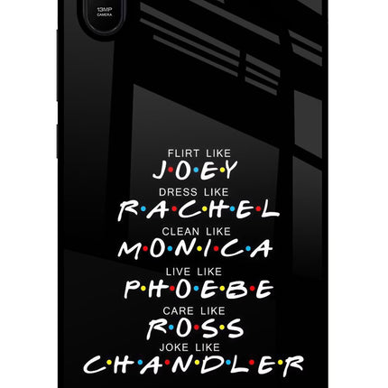 FRIENDS Character Redmi 9A/9i Glass Case Back Cover by Casekaro