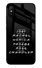 FRIENDS Character Redmi 9A/9i Glass Case Back Cover by Casekaro