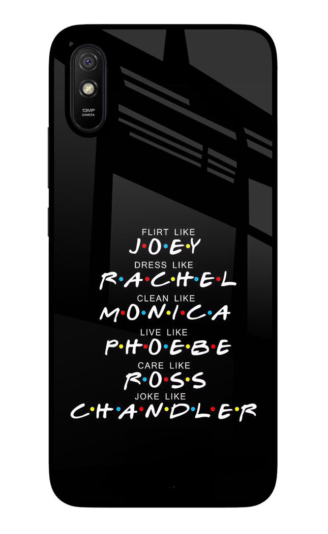 FRIENDS Character Redmi 9A/9i Glass Case Back Cover by Casekaro