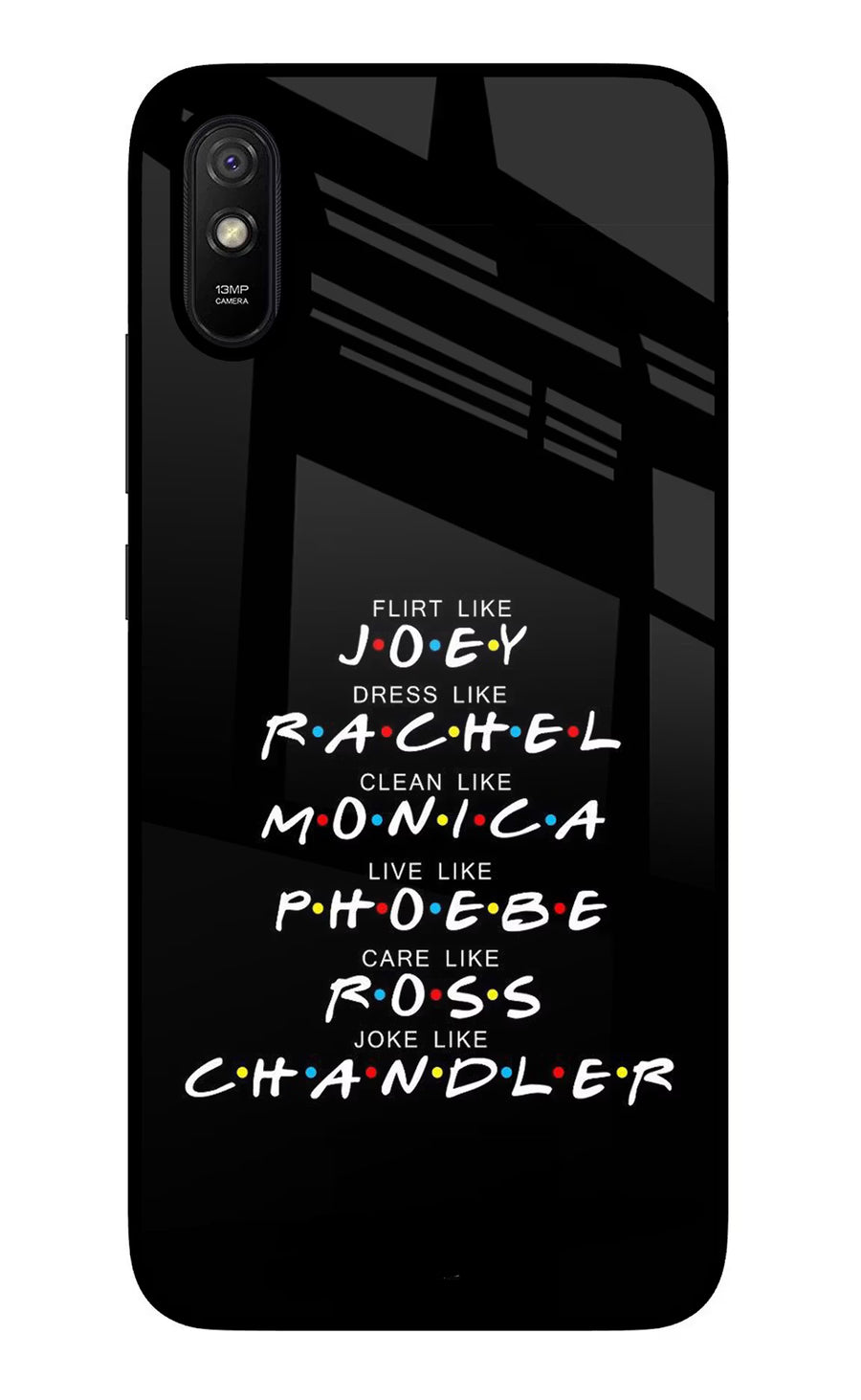 FRIENDS Character Redmi 9A/9i Back Cover, Glass case