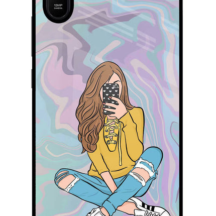 Selfie Girl Redmi 9A/9i Glass Case Back Cover by Casekaro