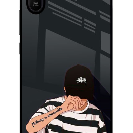 Aesthetic Boy Redmi 9A/9i Glass Case Back Cover by Casekaro