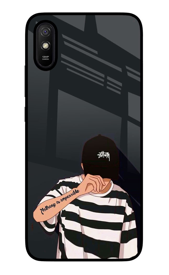 Aesthetic Boy Redmi 9A/9i Glass Case Back Cover by Casekaro