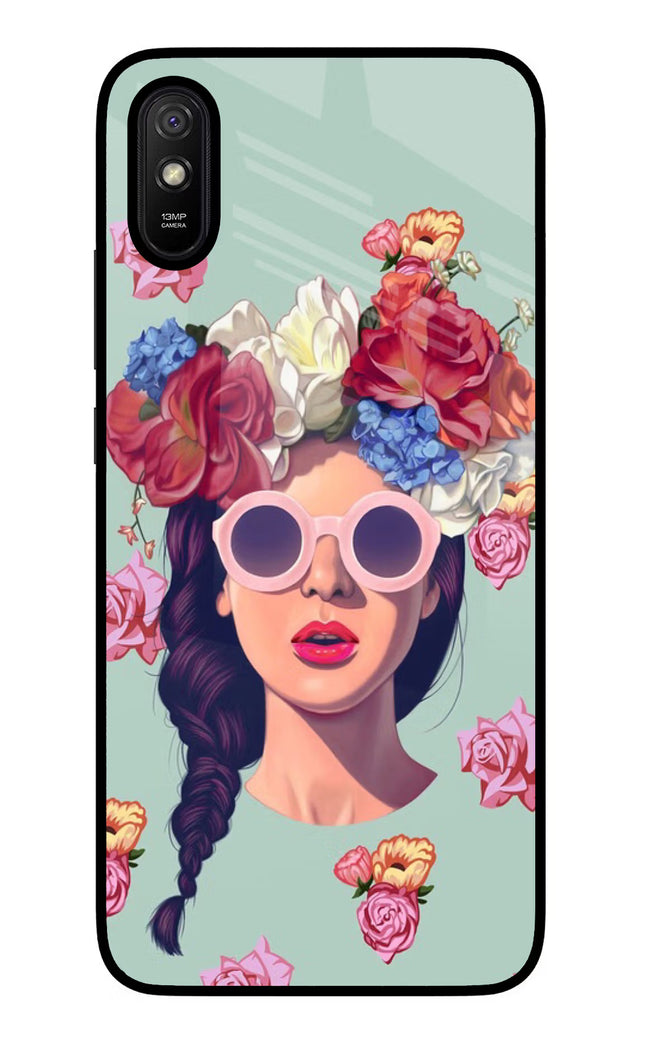 Pretty Girl Redmi 9A/9i Glass Case Back Cover by Casekaro