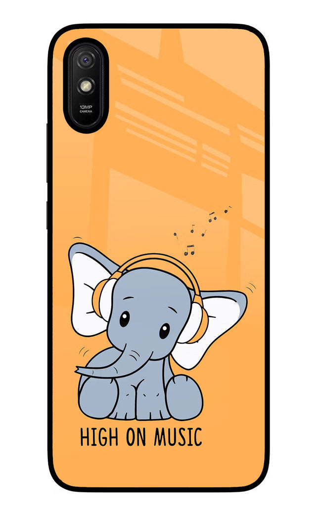 High On Music Redmi 9A/9i Glass Case Back Cover by Casekaro