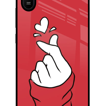 Korean Love Sign Redmi 9A/9i Glass Case Back Cover by Casekaro