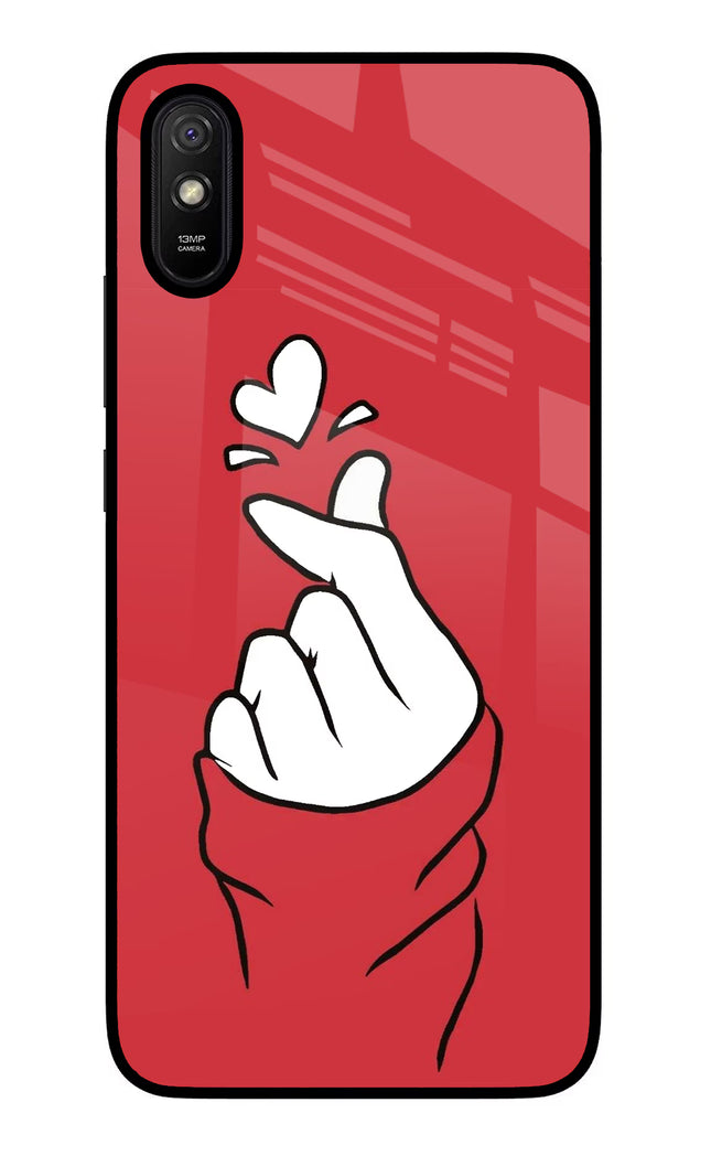 Korean Love Sign Redmi 9A/9i Glass Case Back Cover by Casekaro