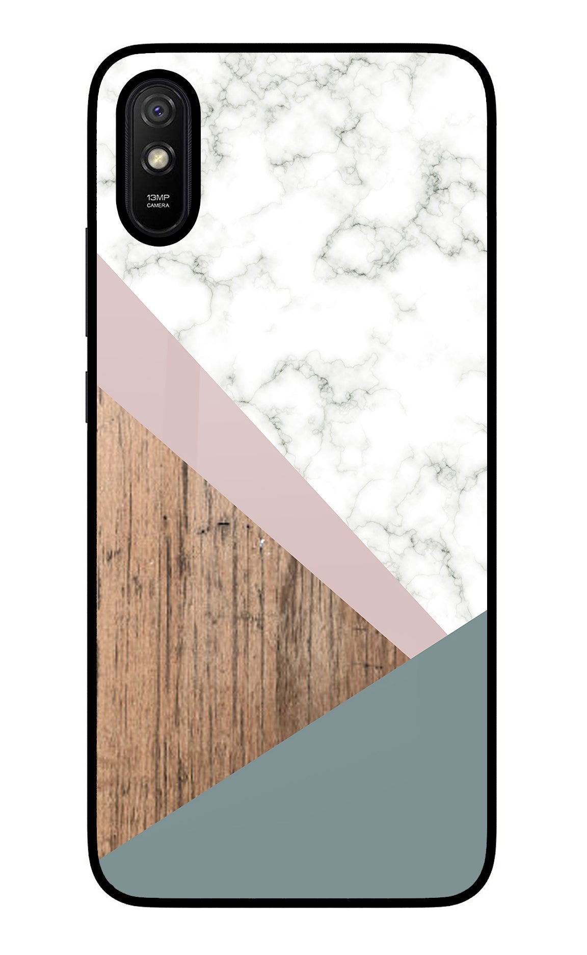 Marble wood Abstract Redmi 9A/9i Glass Case