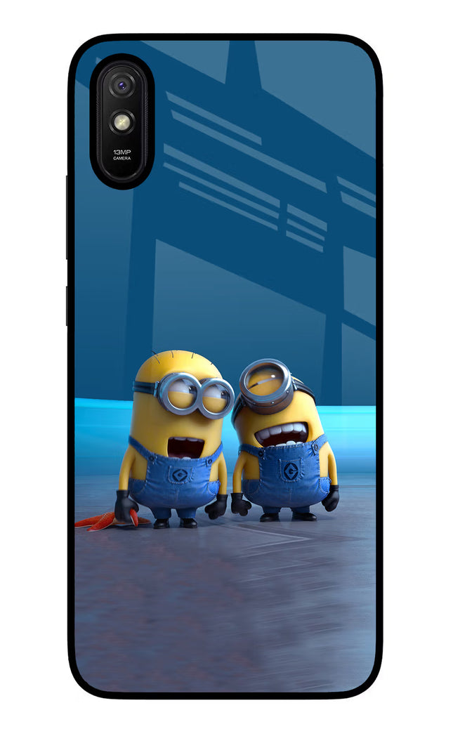 Minion Laughing Redmi 9A/9i Glass Case Back Cover by Casekaro