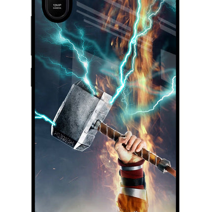 Thor Hammer Mjolnir Redmi 9A/9i Glass Case Back Cover by Casekaro