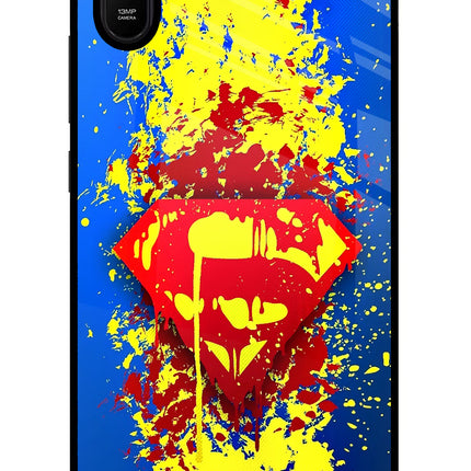 Superman logo Redmi 9A/9i Glass Case Back Cover by Casekaro