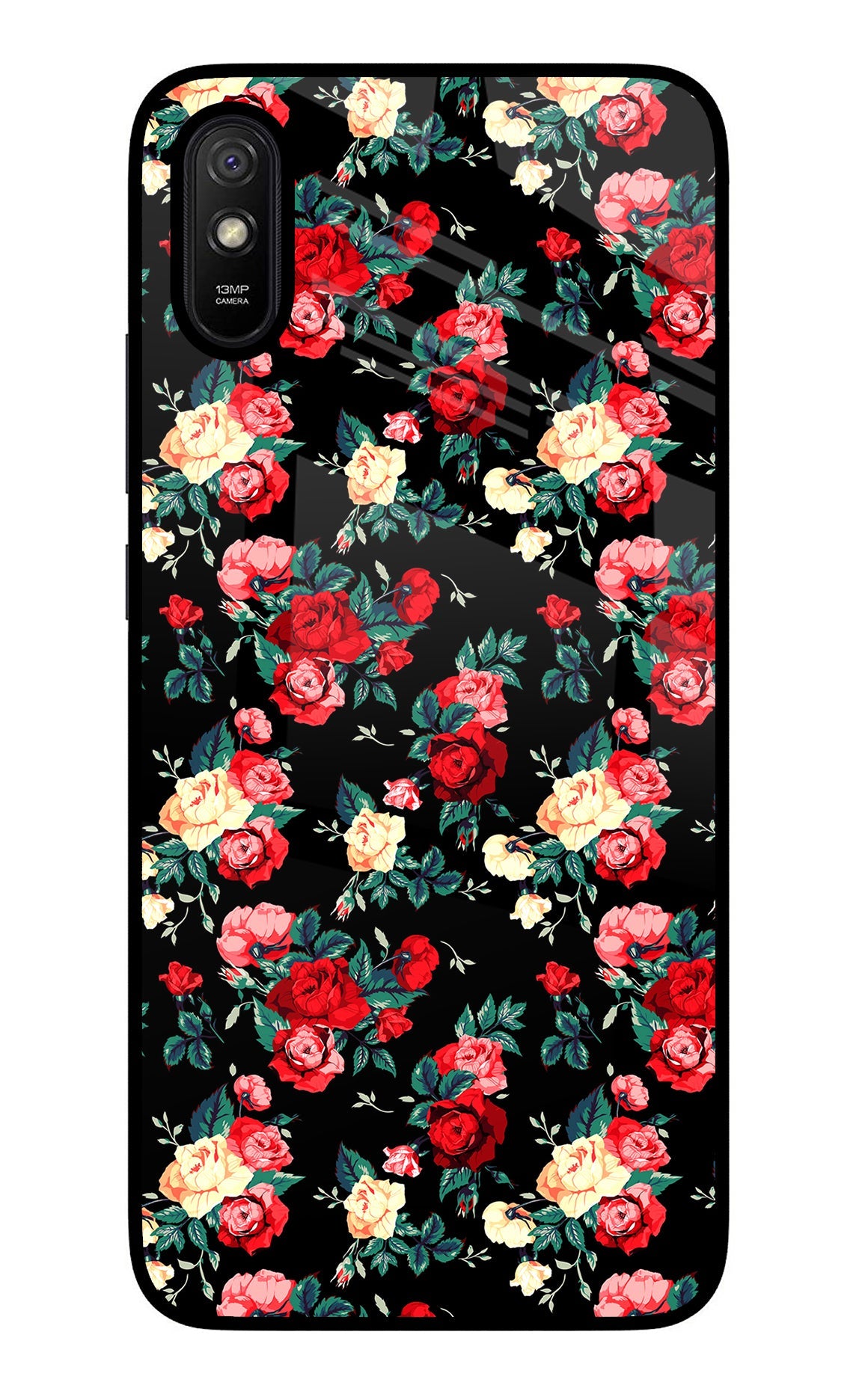 Rose Pattern Redmi 9A/9i Glass Case