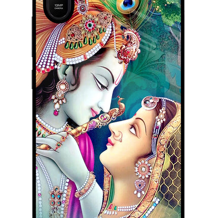 Lord Radha Krishna Redmi 9A/9i Glass Case Back Cover by Casekaro