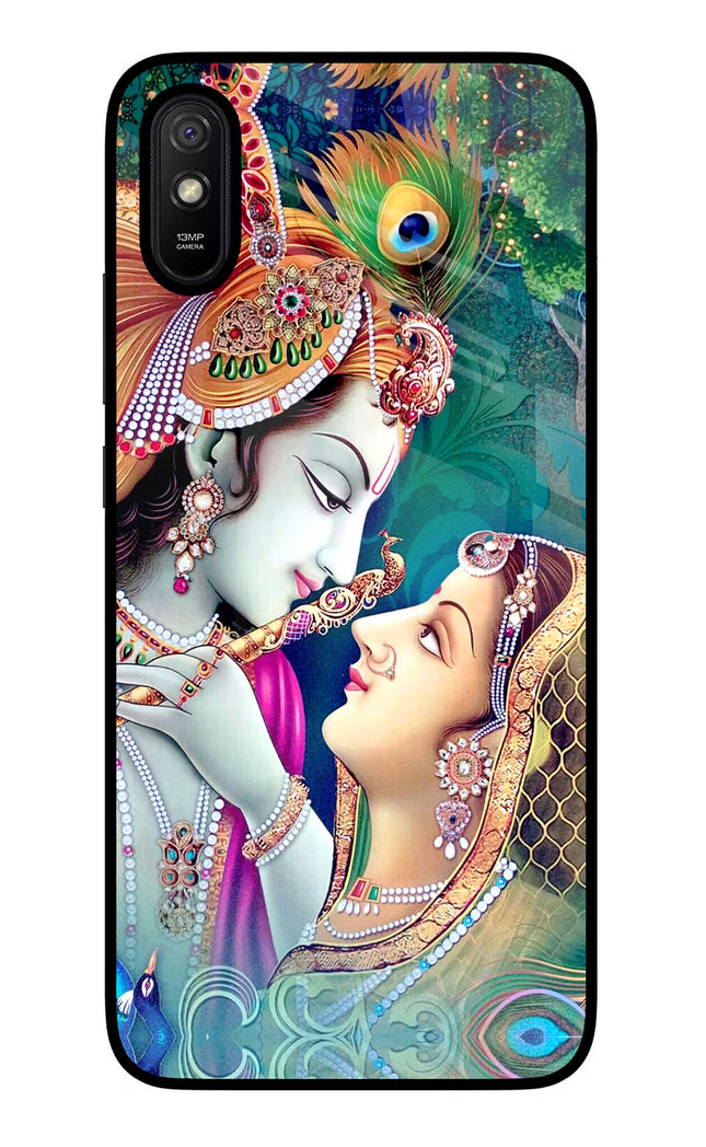 Lord Radha Krishna Redmi 9A/9i Glass Case Back Cover by Casekaro