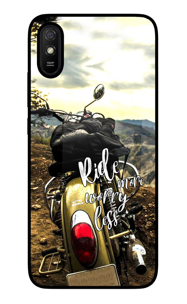 Ride More Worry Less Redmi 9A/9i Glass Case Back Cover by Casekaro