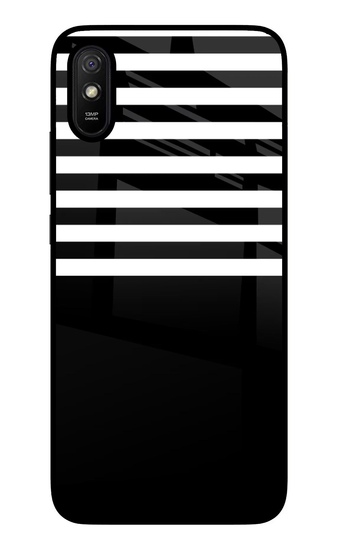 Black and White Print Redmi 9A/9i Glass Case Back Cover by Casekaro