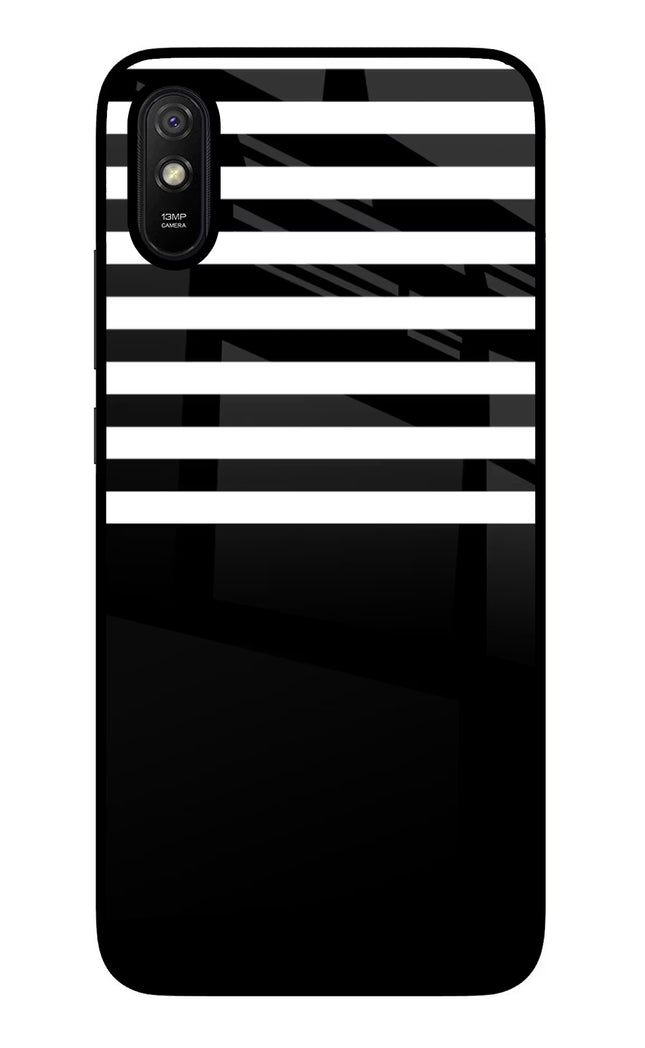 Black and White Print Redmi 9A/9i Glass Case Back Cover by Casekaro