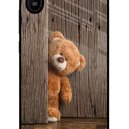 Teddy Wooden Redmi 9A/9i Glass Case Back Cover by Casekaro