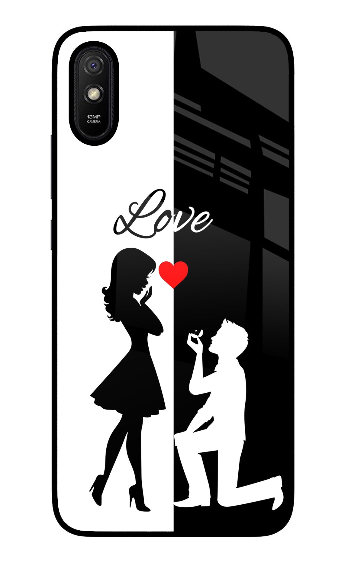 Love Propose Black And White Redmi 9A/9i Back Cover