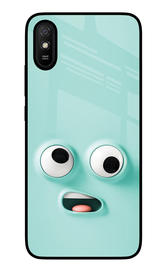 Funny Cartoon Redmi 9A/9i Glass Case Back Cover by Casekaro