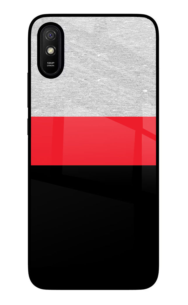 Tri Color Pattern Redmi 9A/9i Glass Case Back Cover by Casekaro