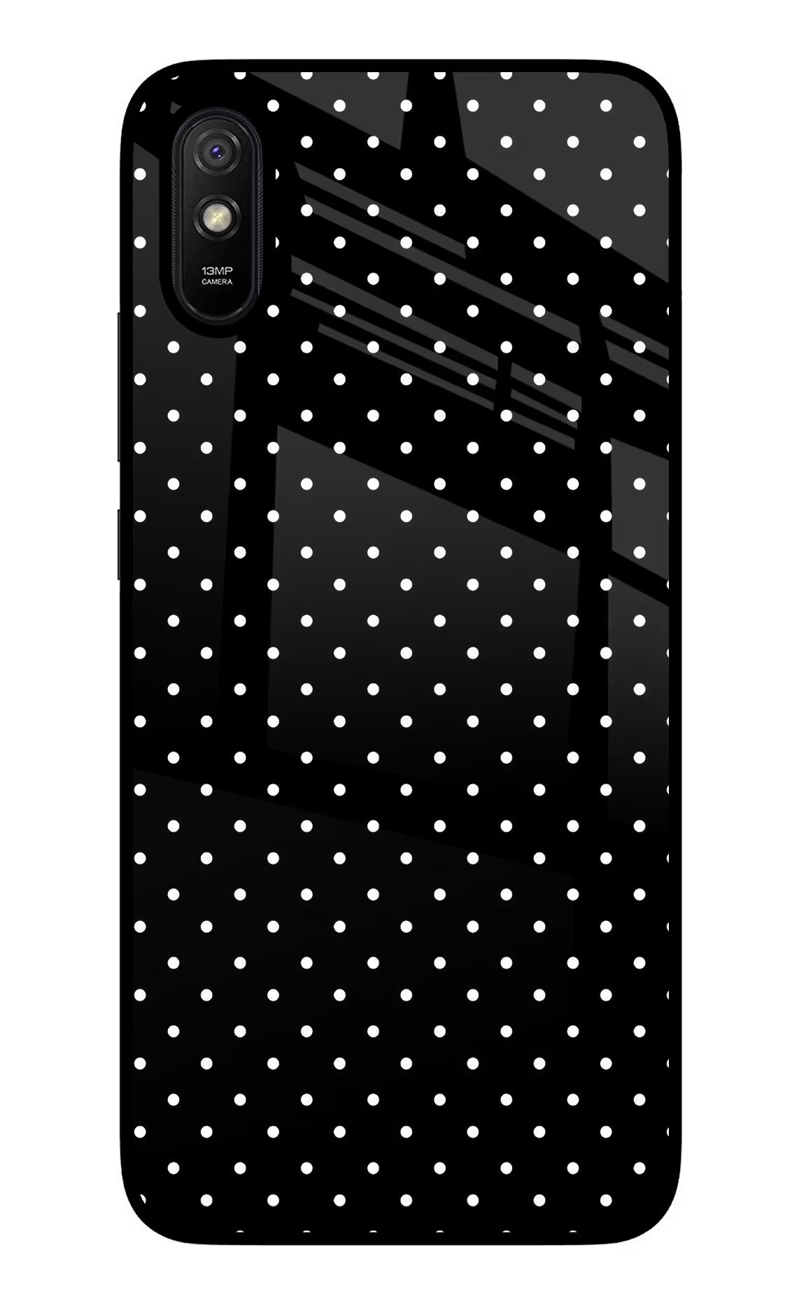 White Dots Redmi 9A/9i Glass Case Back Cover by Casekaro