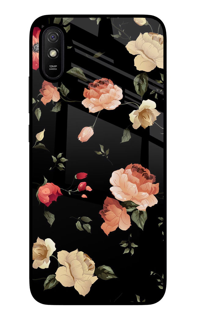 Flowers Redmi 9A/9i Glass Case Back Cover by Casekaro