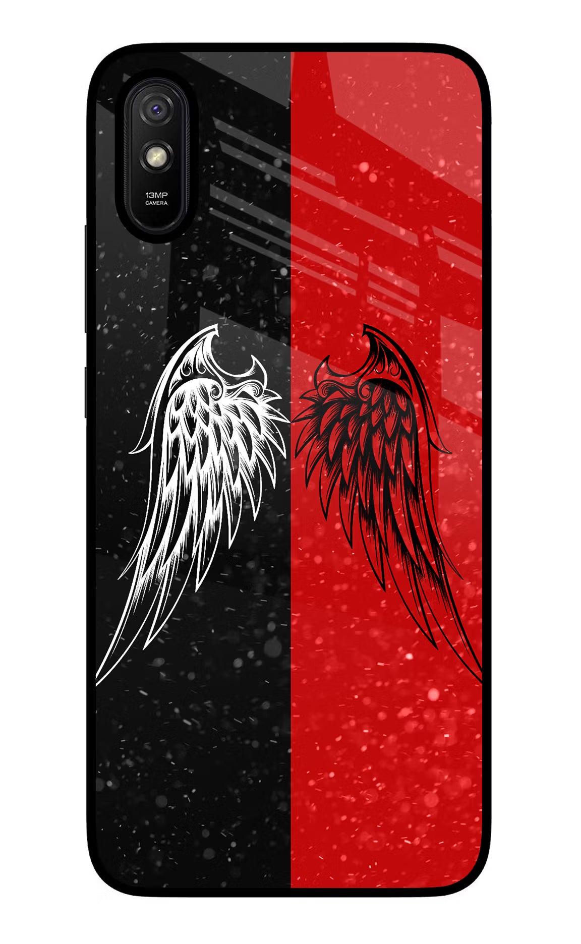 Wings Redmi 9A/9i Glass Case Back Cover by Casekaro