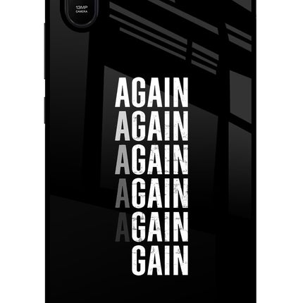 Again Again Gain Redmi 9A/9i Glass Case Back Cover by Casekaro