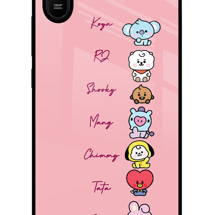 BTS names Redmi 9A/9i Glass Case Back Cover by Casekaro