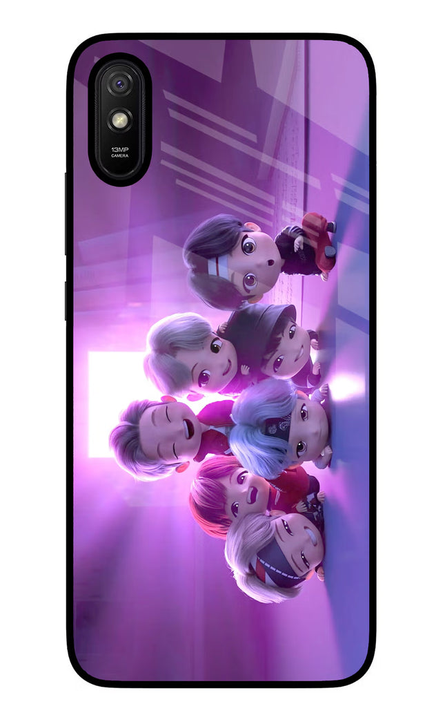 BTS Chibi Redmi 9A/9i Glass Case Back Cover by Casekaro
