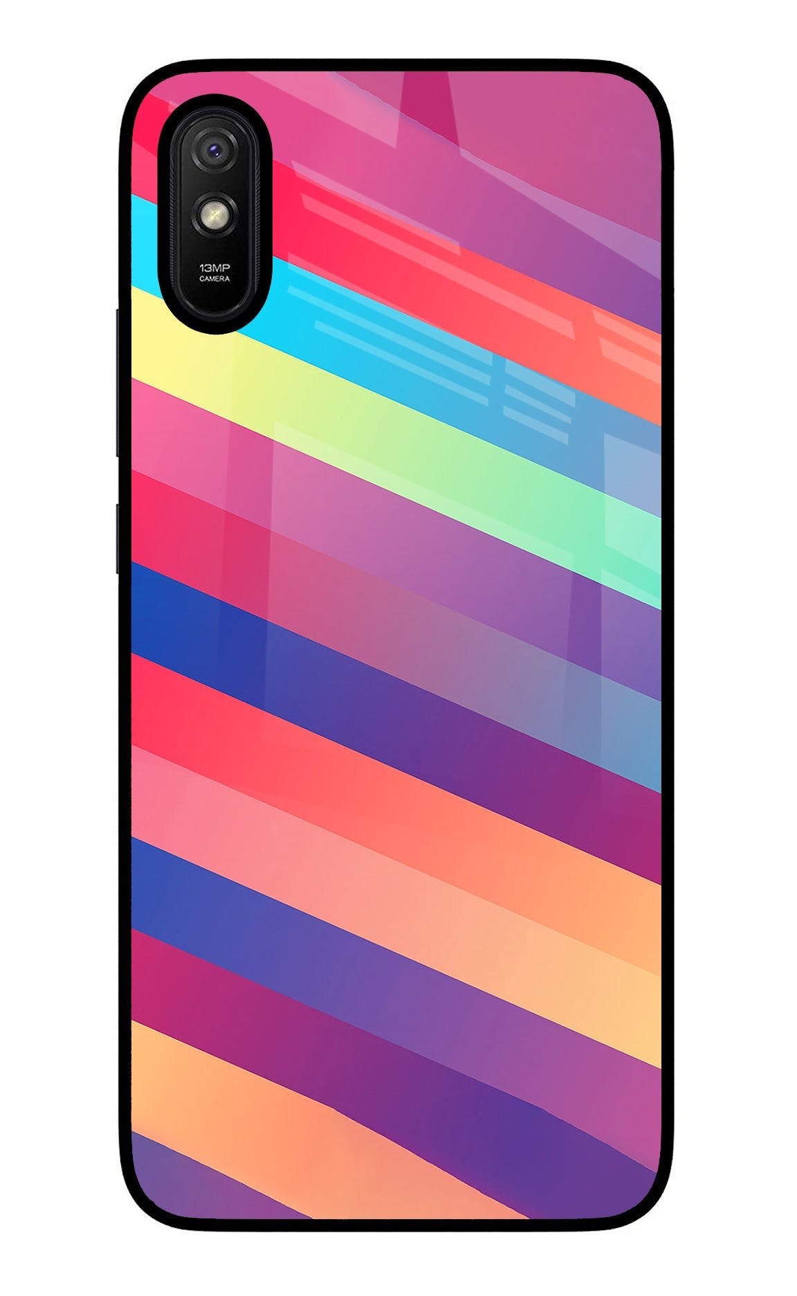 Stripes color Redmi 9A/9i Glass Case