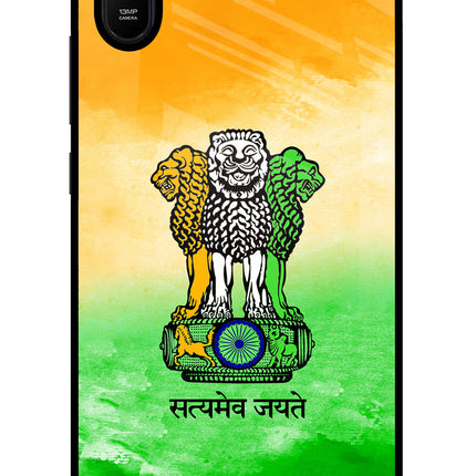 Satyamev Jayate Flag Redmi 9A/9i Glass Case Back Cover by Casekaro