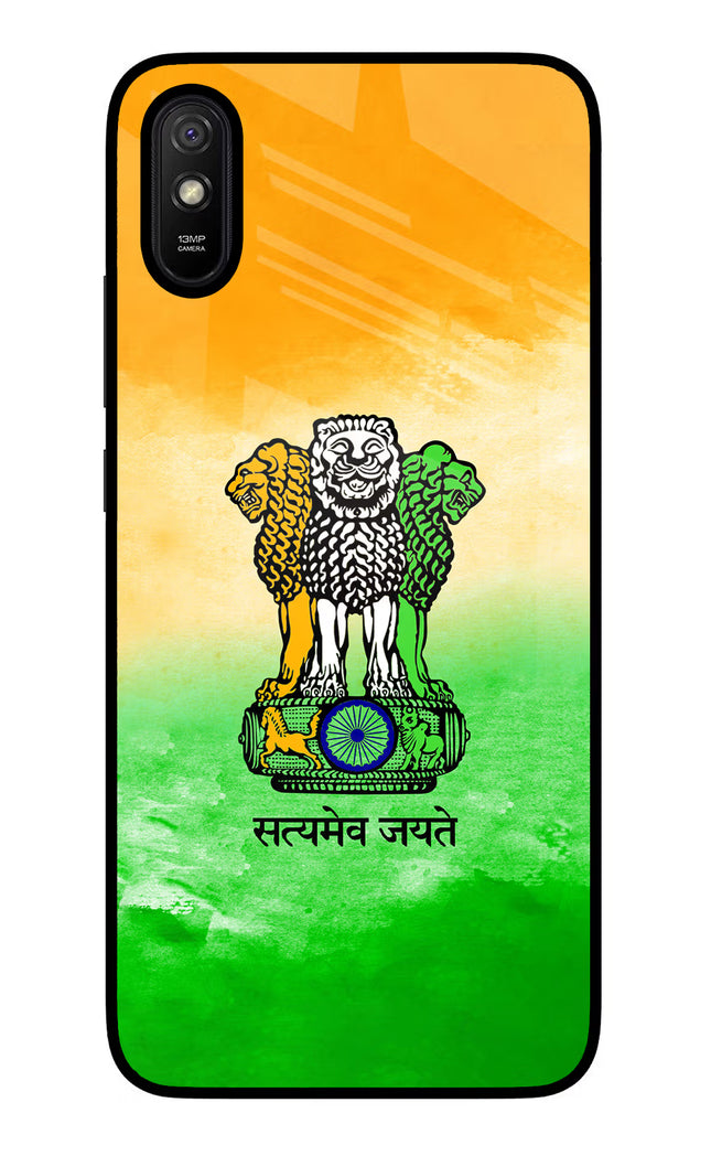 Satyamev Jayate Flag Redmi 9A/9i Glass Case Back Cover by Casekaro