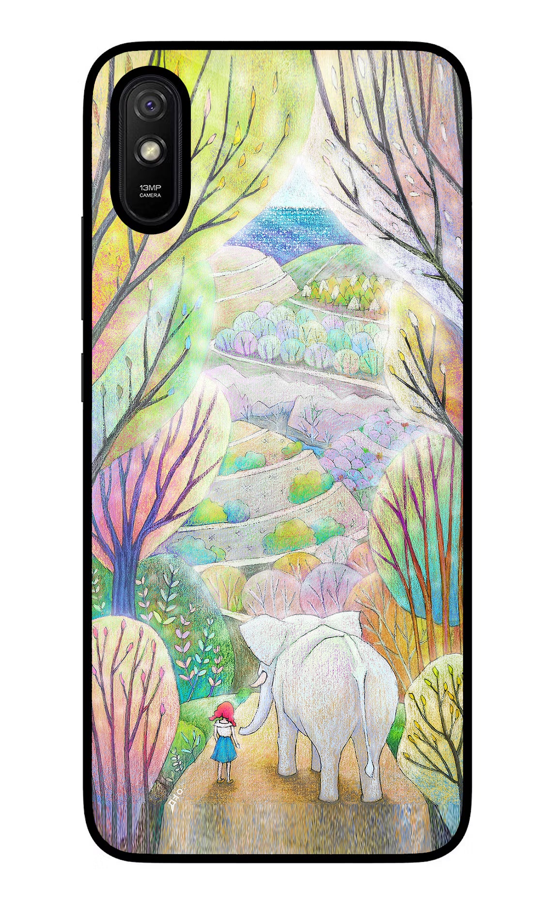 Nature Painting Redmi 9A/9i Glass Case Back Cover by Casekaro