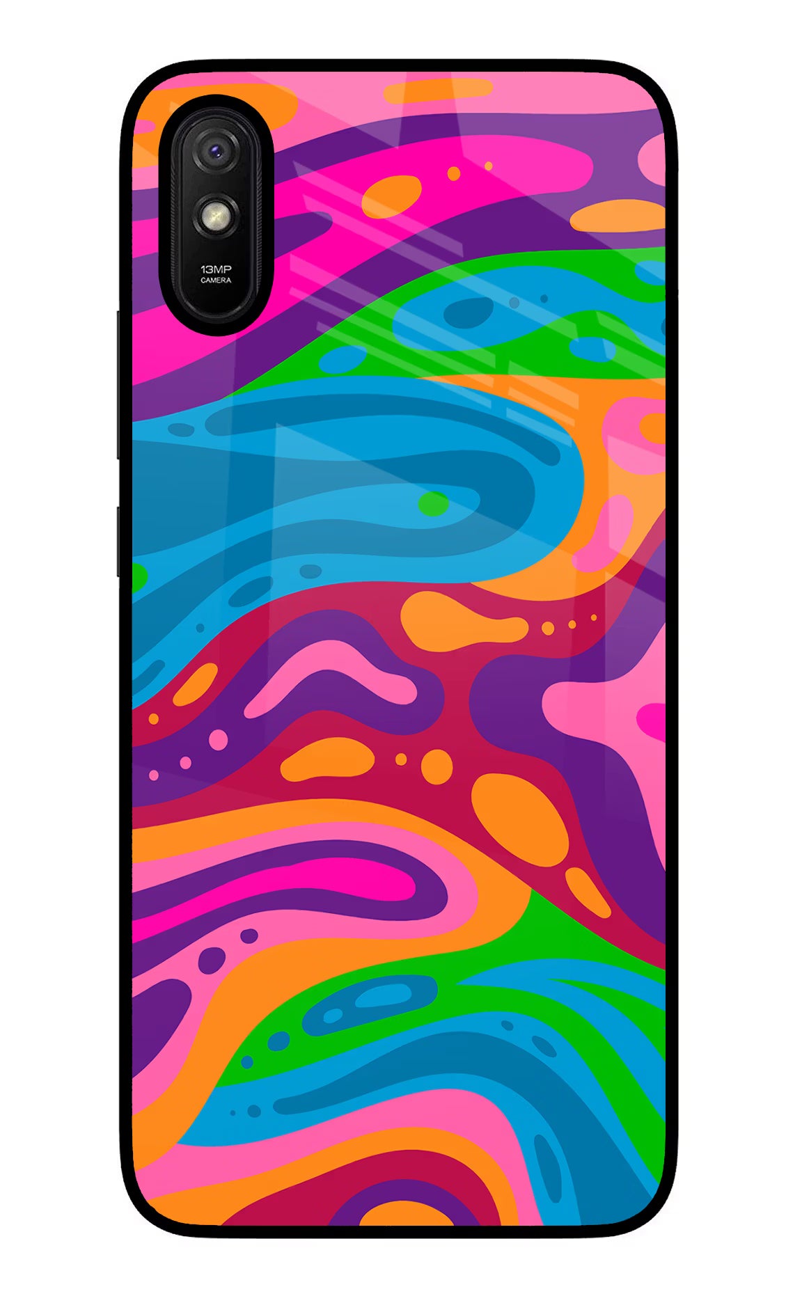 Trippy Pattern Redmi 9A/9i Glass Case Back Cover by Casekaro